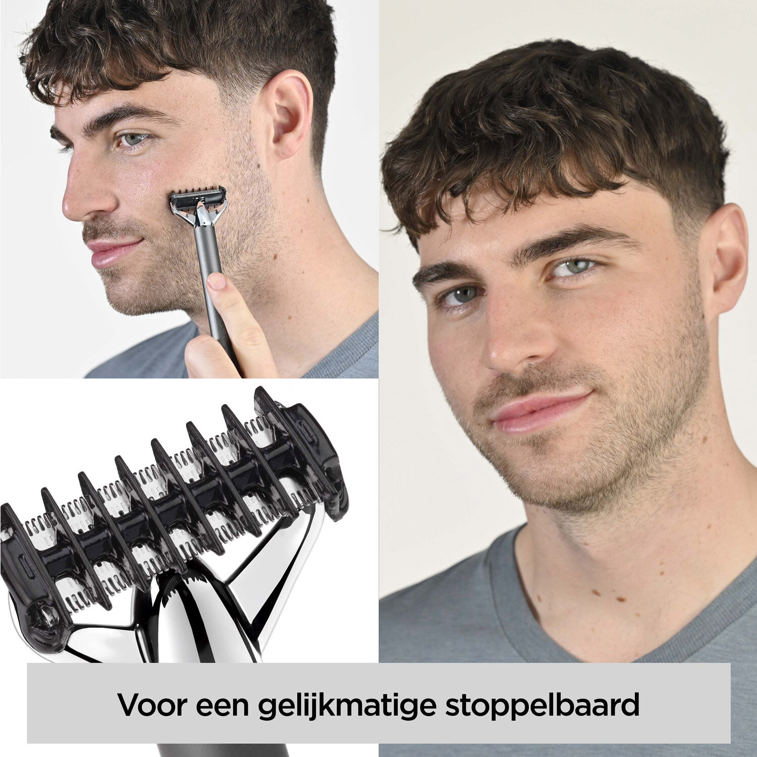 FLEXIBEL MES - 
Het 50&deg; flexibel beweegbare mes volgt de contouren van het gezicht voor glad, comfortabel scheren en trimmen.